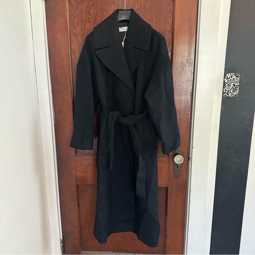 Navy Wool Mango Oversized  Coat